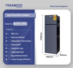 Nasco 280Ltrs Top Mounted Refrigerator NASF2-28FL - Image 5
