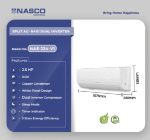 Nasco 2.5HP Split Dual Inverter R410 Air Condition NAS-J24-V1 - Image 6