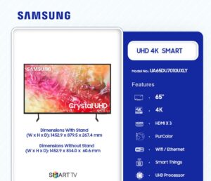 Samsung 65″ Crystal UHD 4K Smart Television UA65DU7010UXLY