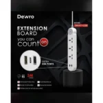 Dewro Extension Socket with USB & Type-C – Heat Resistant & Safe-3M- White