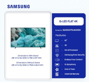 Samsung Q-LED Flat 4K Television QA55Q7FAAUXGH