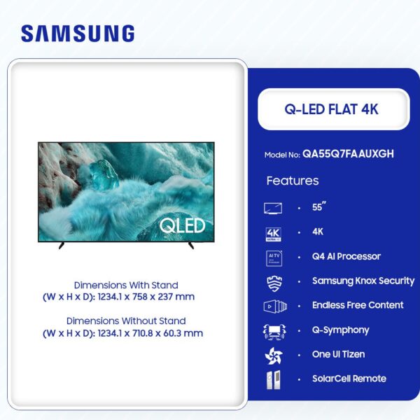 Samsung Q-LED Flat 4K Television QA55Q7FAAUXGH