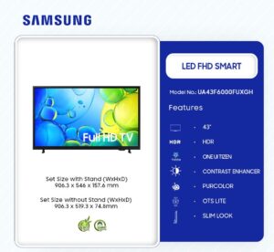 Samsung 43″ LED FHD Smart Television UA43F6000FUXGH - Image 3