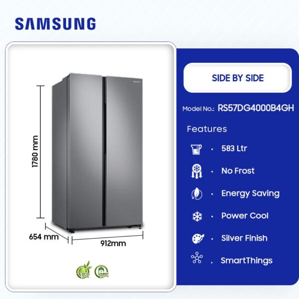 Samsung 583Ltrs Side By Side Refrigerator RS57DG4000B4GH