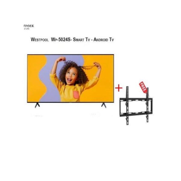 Westpool Wp-5024S 50 inch - Frameless Android Smart FHD LED TV + Free Wall Mount - HDMI - Black